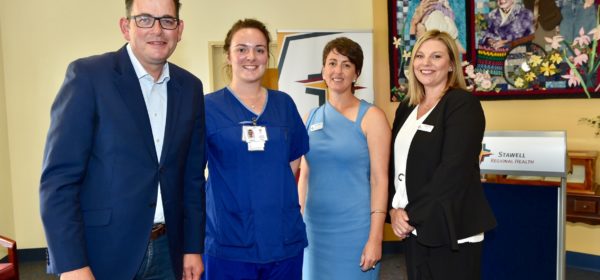Premier Andrews with Graduate Nurse Dayle Boyd, Director of Clinical Services Robyn Wilson and Acting CEO Libby Fifis